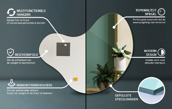 Oglinda forma neregulata fara rama 77x77 cm