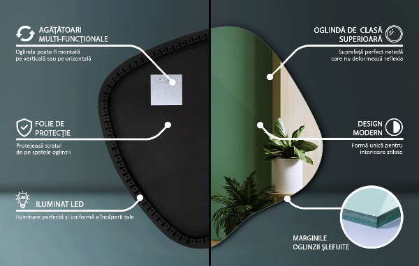 Oglinda forma neregulata led 59x58 cm