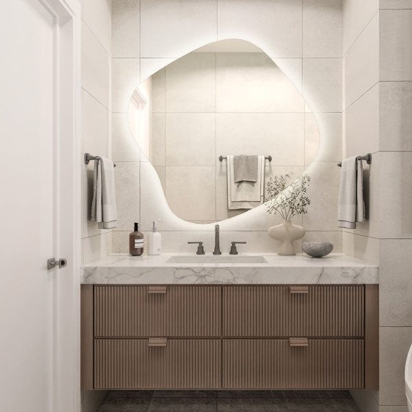 Oglinda forma neregulata led 68x67 cm