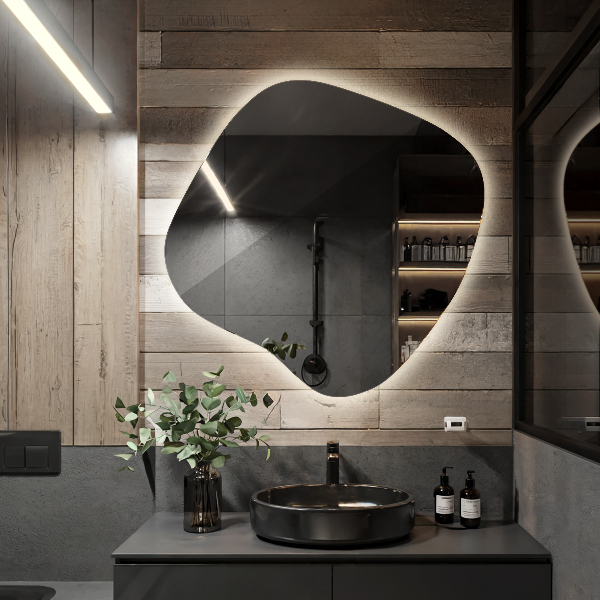 Oglinda forma neregulata led 68x67 cm