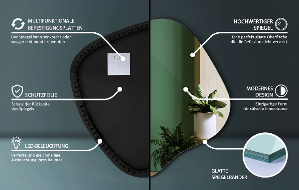 Oglinda forma neregulata led 68x67 cm