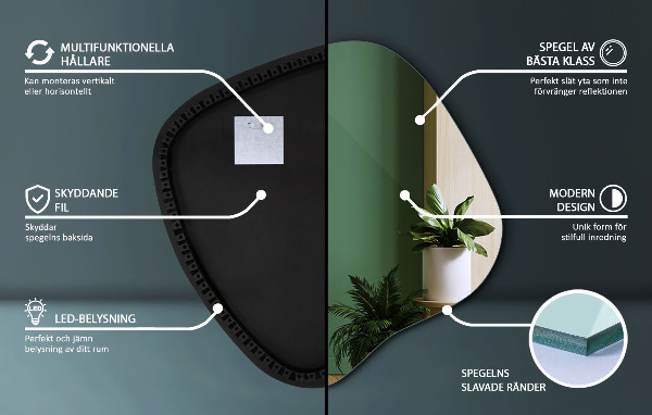 Oglinda forma neregulata led 77x77 cm
