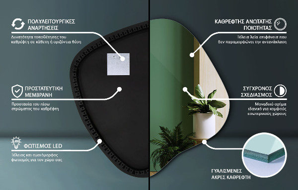 Oglinda forma neregulata led 77x77 cm