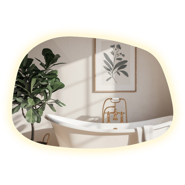 Oglinda asimetrica cu led în formă de pată 55x38 cm