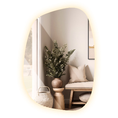 Oglinda asimetrica cu led în formă de pată 91x66 cm