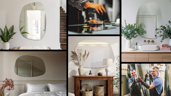 Oglinda asimetrica în formă de pată 55x38 cm