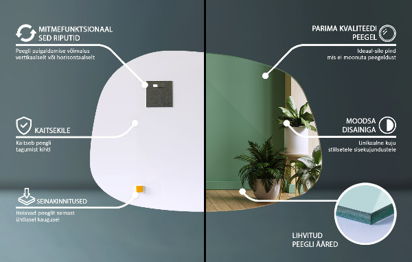 Oglinda asimetrica în formă de pată 68x47 cm