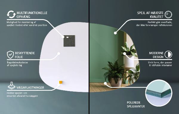 Oglinda asimetrica în formă de pată 79x57 cm