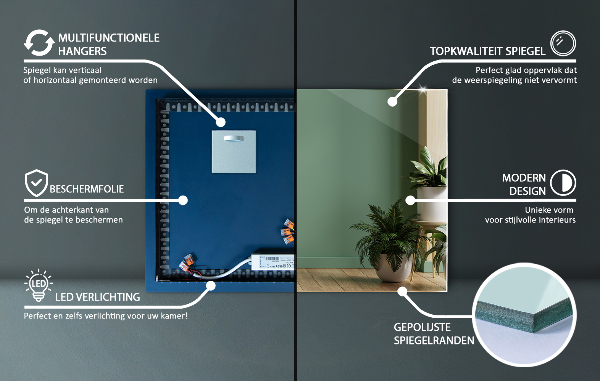 Oglinda dreptunghiulara cu iluminare 50x50 cm