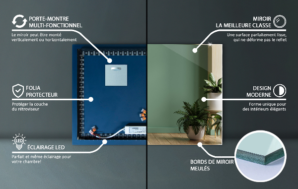 Oglinda dreptunghiulara iluminare led 60x40 cm