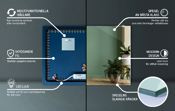 Oglinda dreptunghiulara iluminare led 80x60 cm