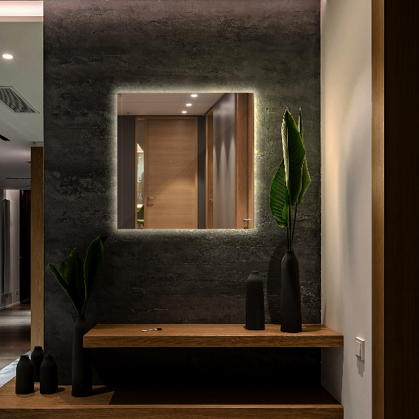 Oglinda dreptunghiulara de baie cu led 50x50 cm