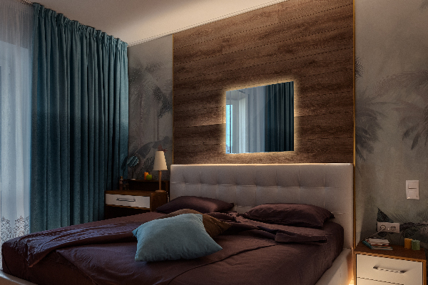 Oglinda dreptunghiulara de baie cu led 50x50 cm