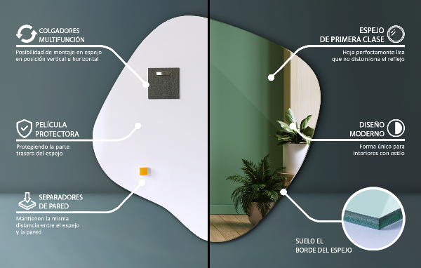 Oglindă neregulata în formă de pată original 58x59 cm