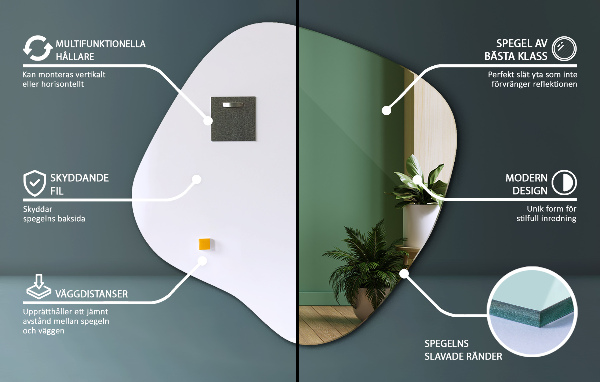 Oglindă neregulata în formă de pată original 58x59 cm