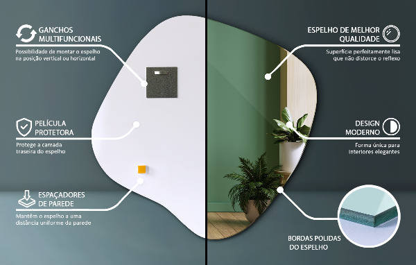 Oglindă neregulata în formă de pată original 58x59 cm