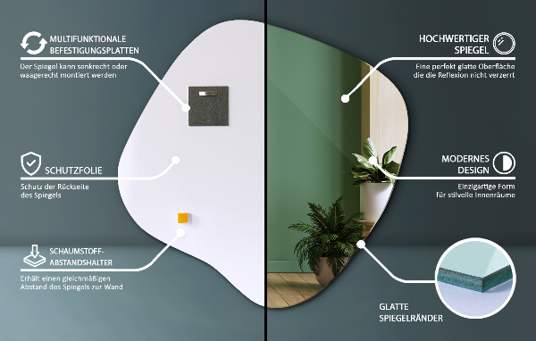 Oglindă neregulata în formă de pată original 68x67 cm