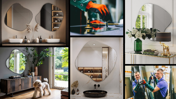 Oglindă neregulata în formă de pată original 68x67 cm