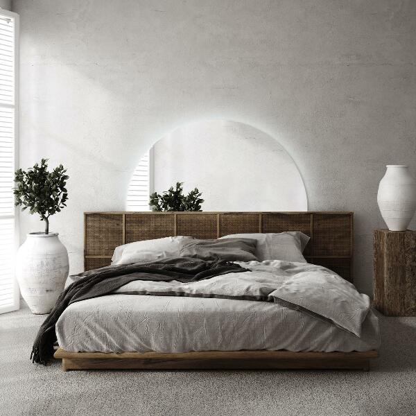 Oglinda semicerc decorativa cu led 25x50 cm