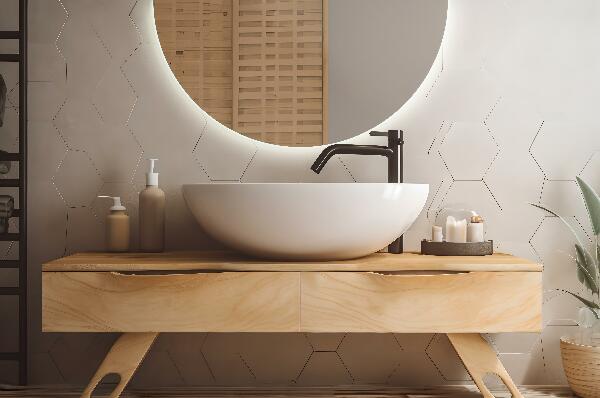 Oglinda semicerc decorativa cu led 25x50 cm