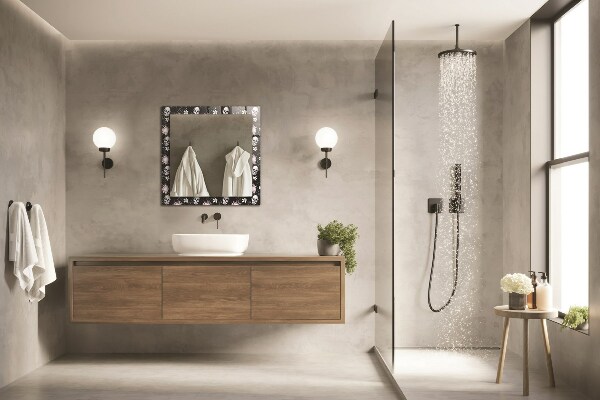 Oglinda cu rama imprimata Cranii și flori