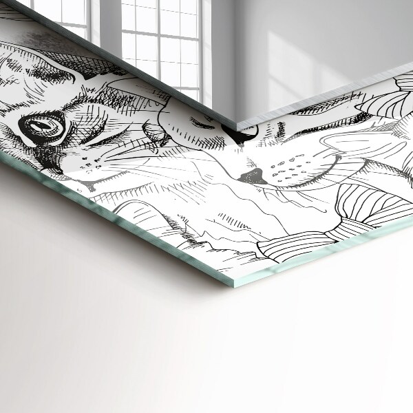 Oglinda cu rama imprimata Pisici cu fluturi