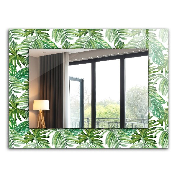 Oglinda rama cu imprimeu Frunze tropicale verzi