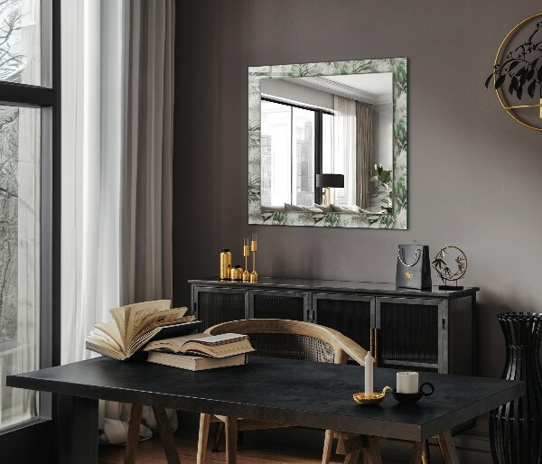 Oglinda decor perete Desen de frunze verzi