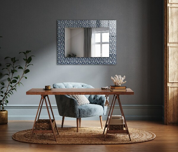Decoratiuni perete cu oglinda Desen de floare albastră