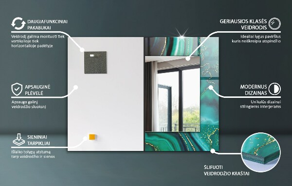 Decoratiuni perete cu oglinda Marmură verde