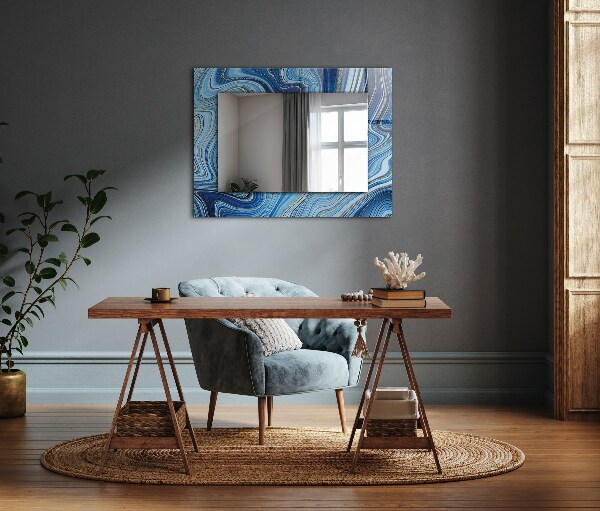 Oglinda perete decorativa Motiv abstract albastru
