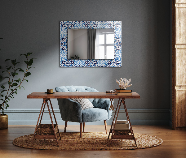 Oglinda perete decorativa Motiv ornamental albastru