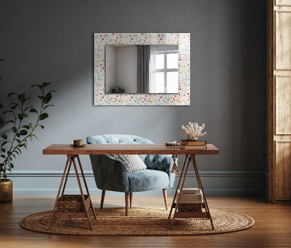 Oglinda decor perete Flori cu motive în acuarelă