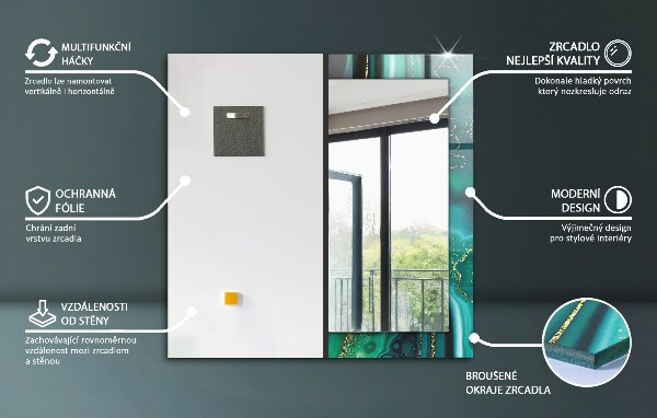 Oglinda rama cu imprimeu Forme geometrice negre