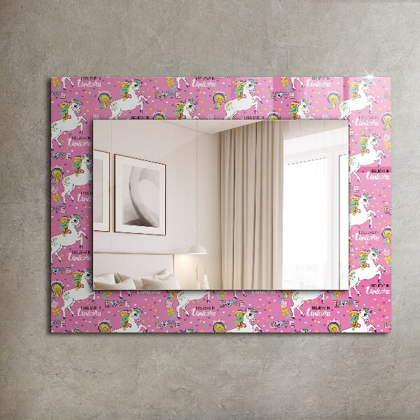 Decor oglinda Unicorni Inimi curcubeu