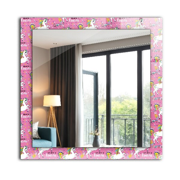 Decor oglinda Unicorni Inimi curcubeu