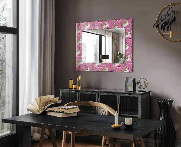 Decor oglinda Unicorni Inimi curcubeu