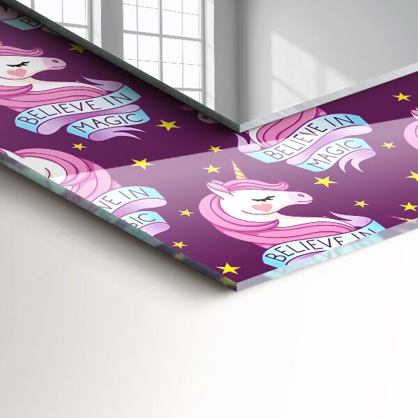 Oglinda cu rama imprimata Litere stea în formă de unicorn