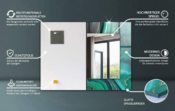 Oglinda imprimata Motiv geometric verde
