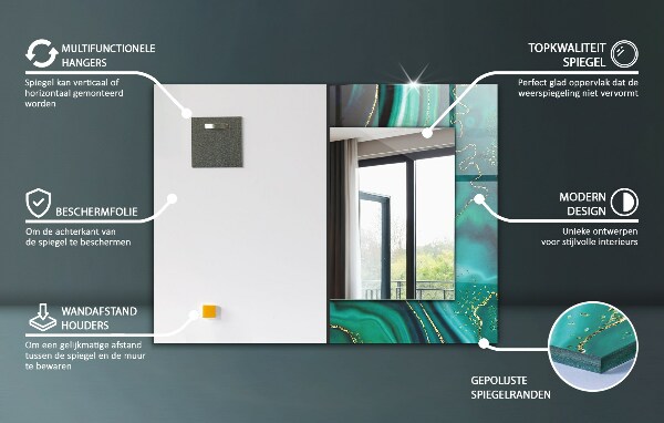 Oglinda imprimata Motiv geometric verde