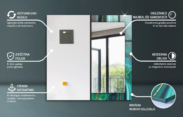 Oglinda imprimata Motiv geometric verde