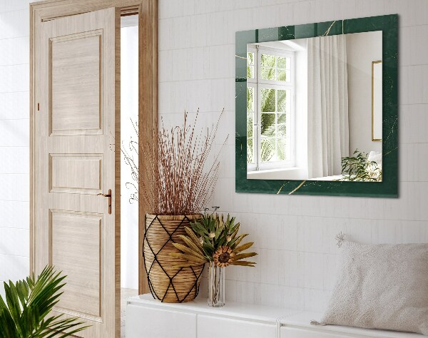Oglinda cu rama imprimata Frunze verzi și aurii