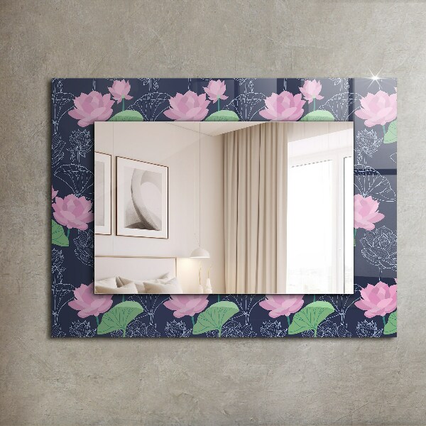 Decoratiuni perete cu oglinda Flori de lotus roz