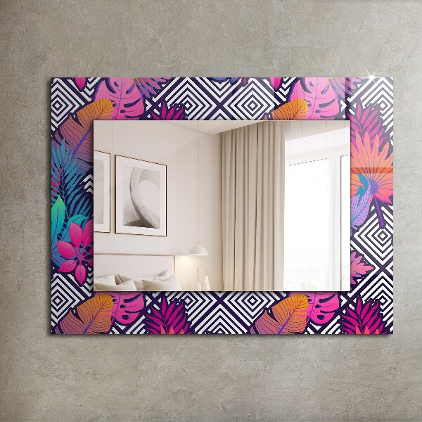 Oglinda decor perete Frunze tropicale colorate