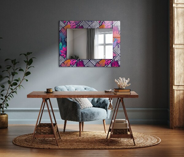 Oglinda decor perete Frunze tropicale colorate