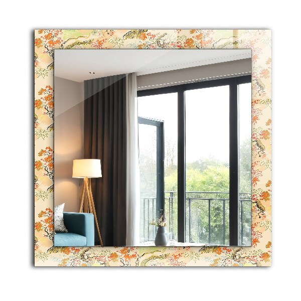 Oglinda cu decor Motiv geometric alb-negru