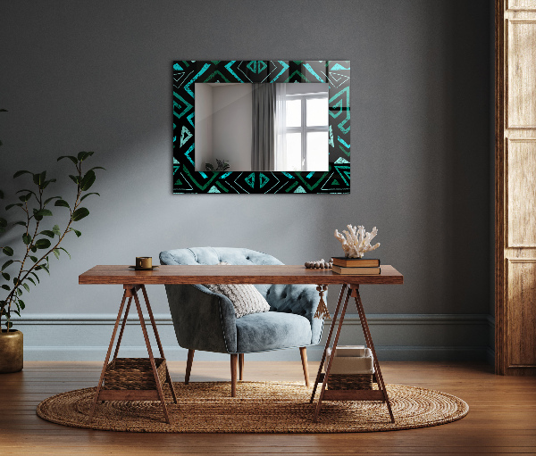 Oglinda cu decor Motive geometrice în turcoaz