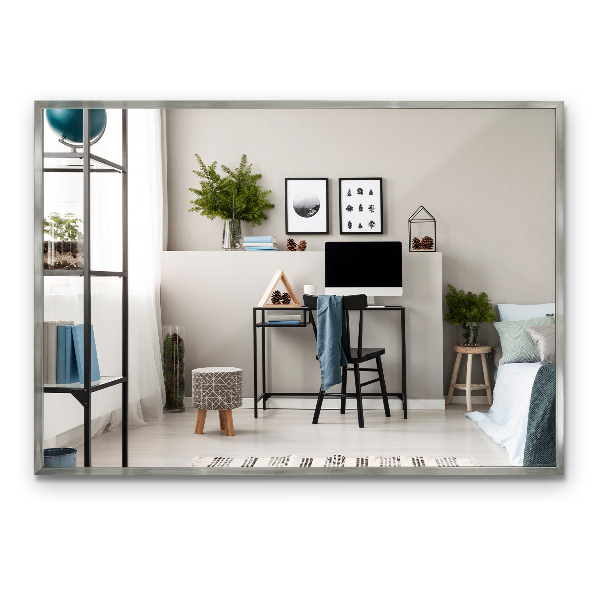 Oglindă tradițională de perete cu ramă argintie dreptunghiulară 100x70 cm