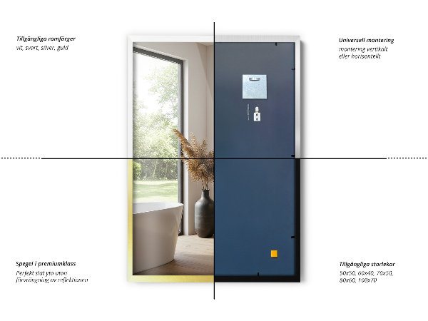 Oglindă decorativă de perete pătrată aurie 50x50 cm