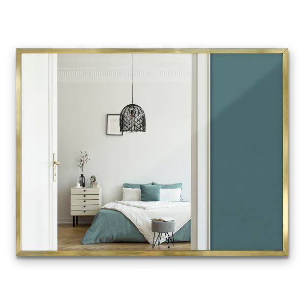 Oglindă minimalistă dreptunghiulară cu ramă aurie 80x60 cm